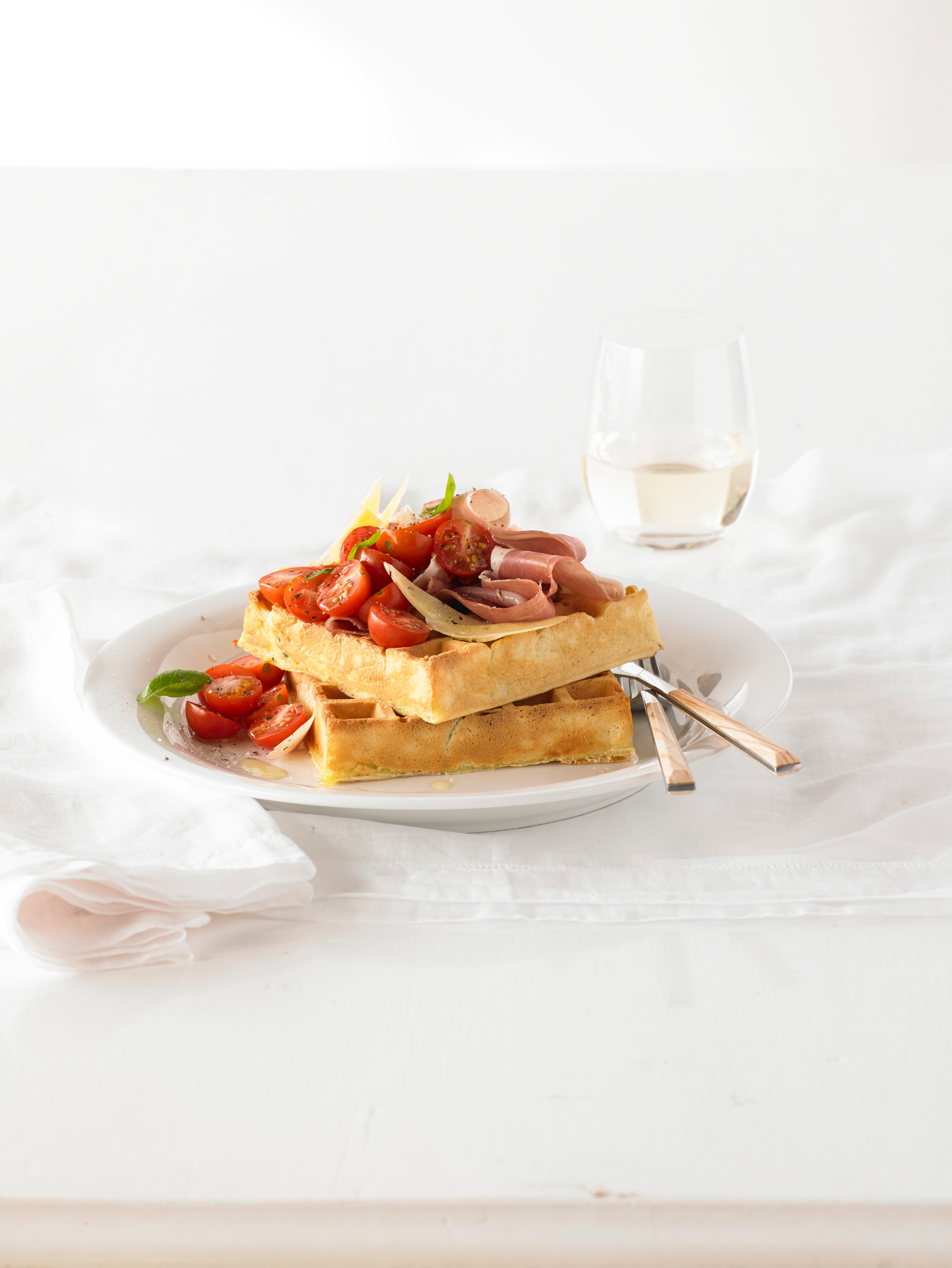 Zucchini Parmesan Waffle Bowls with Zucchini and Onions