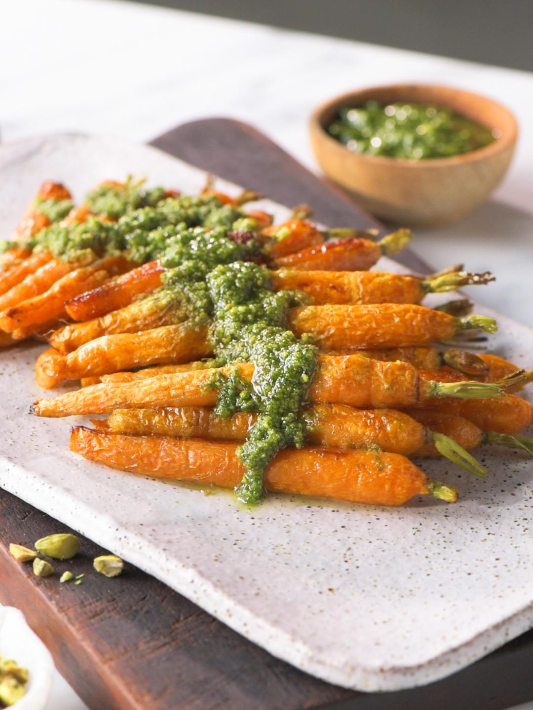 Heirloom Carrots with Carrot Top Pesto