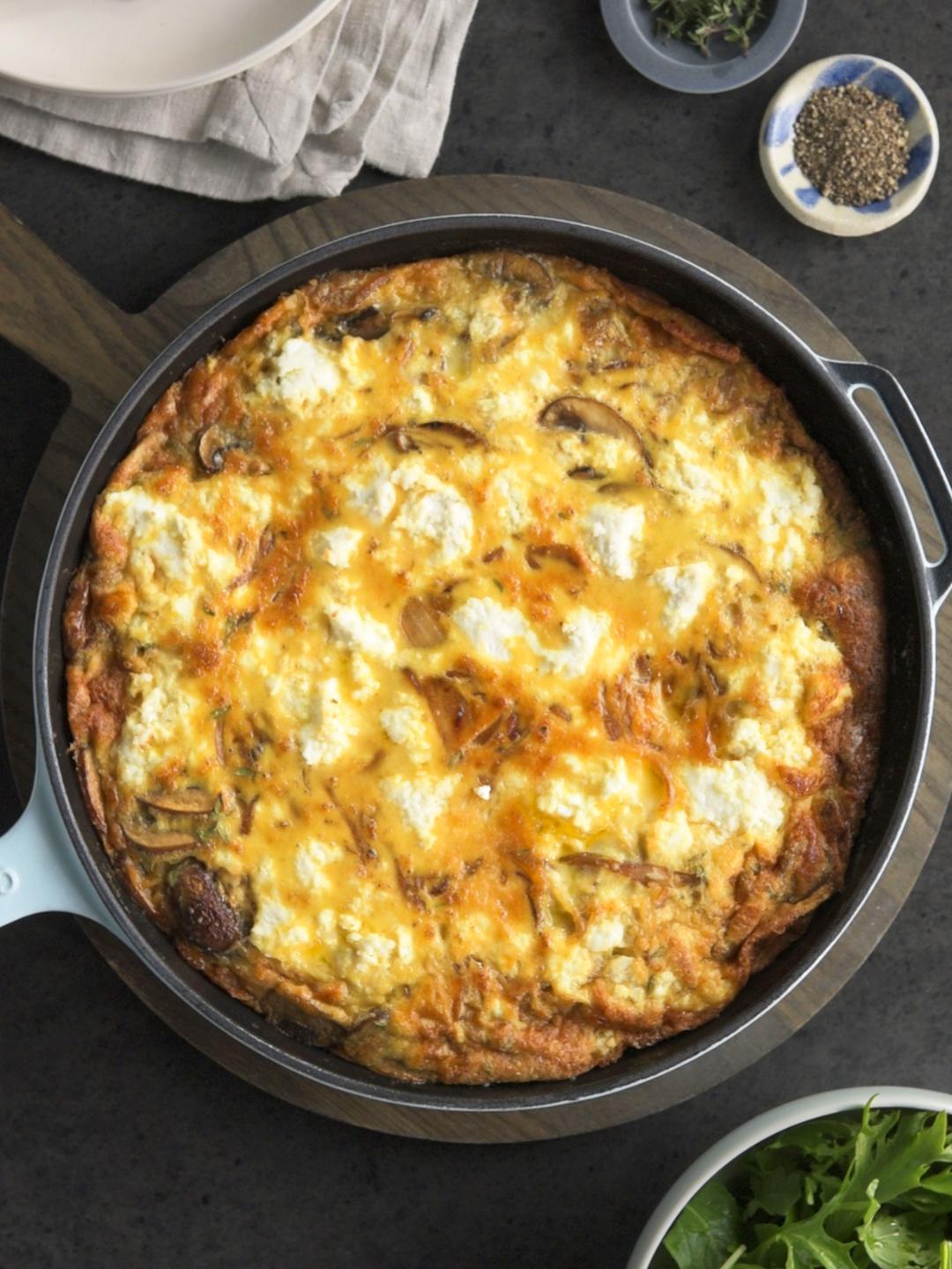 Caramelized Onion, Mushroom and Ricotta Skillet Frittata