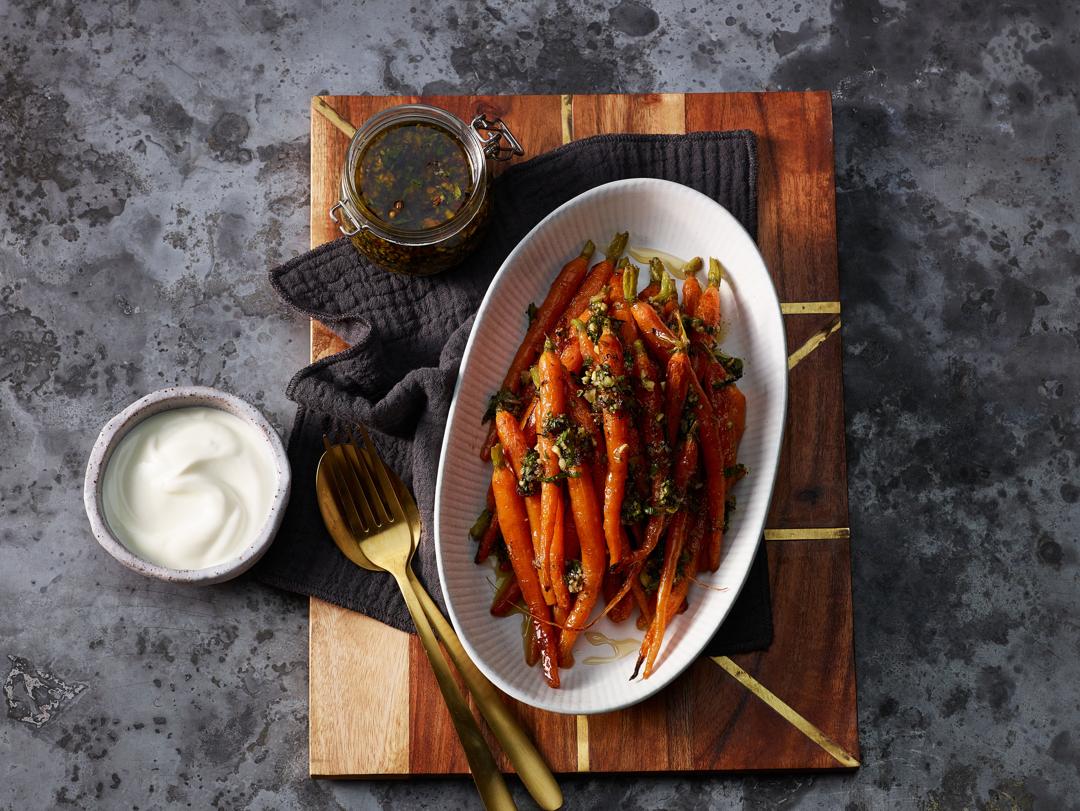 Roasted Baby Carrots with Carrot-Top Pesto