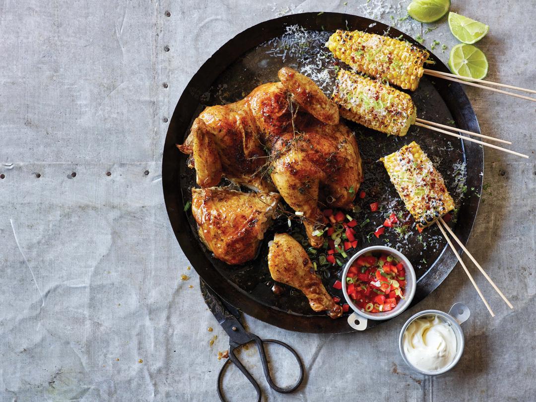Spice Rubbed Mexican Chicken with Grilled Corn