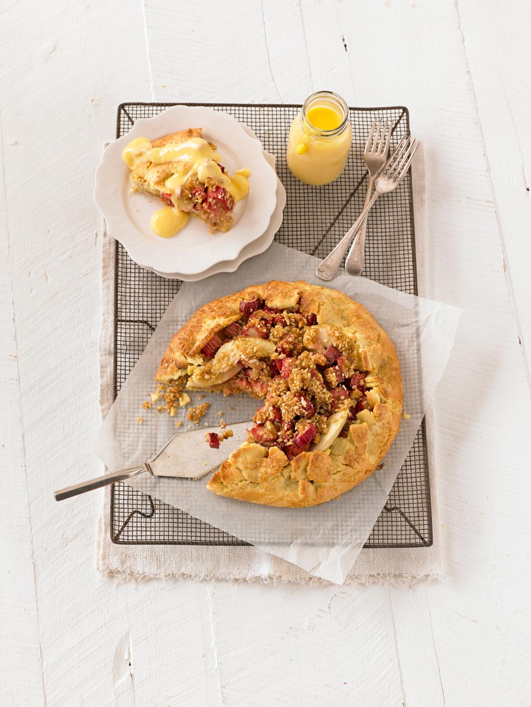 Freeform Apple, Rhubarb and Crumble Tart