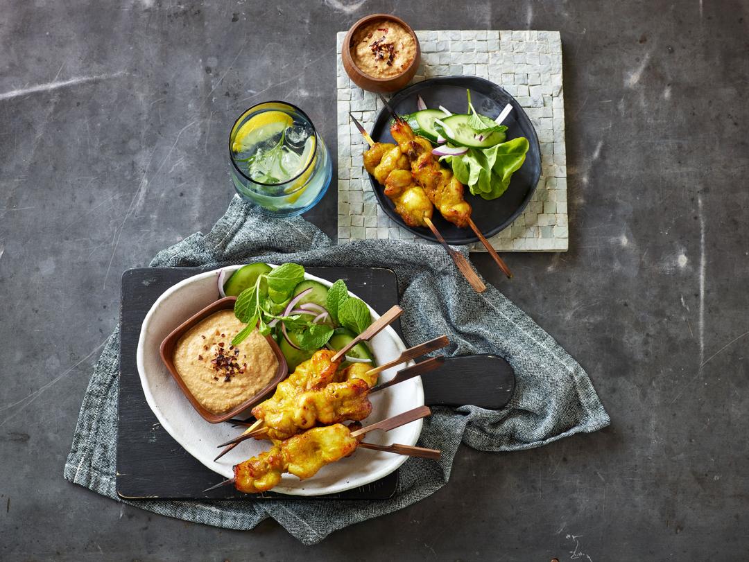 Air-Fried Chicken Satay with Peanut Sauce