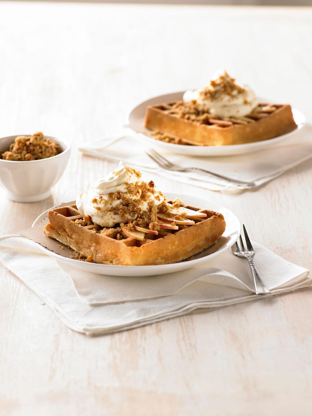Hot Apple Pie and Coconut Crumble Waffles