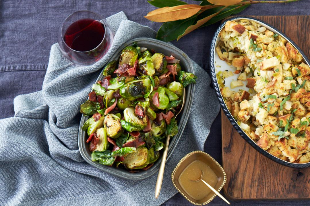 Air-Fried Maple Glazed Brussels Sprouts with Bacon