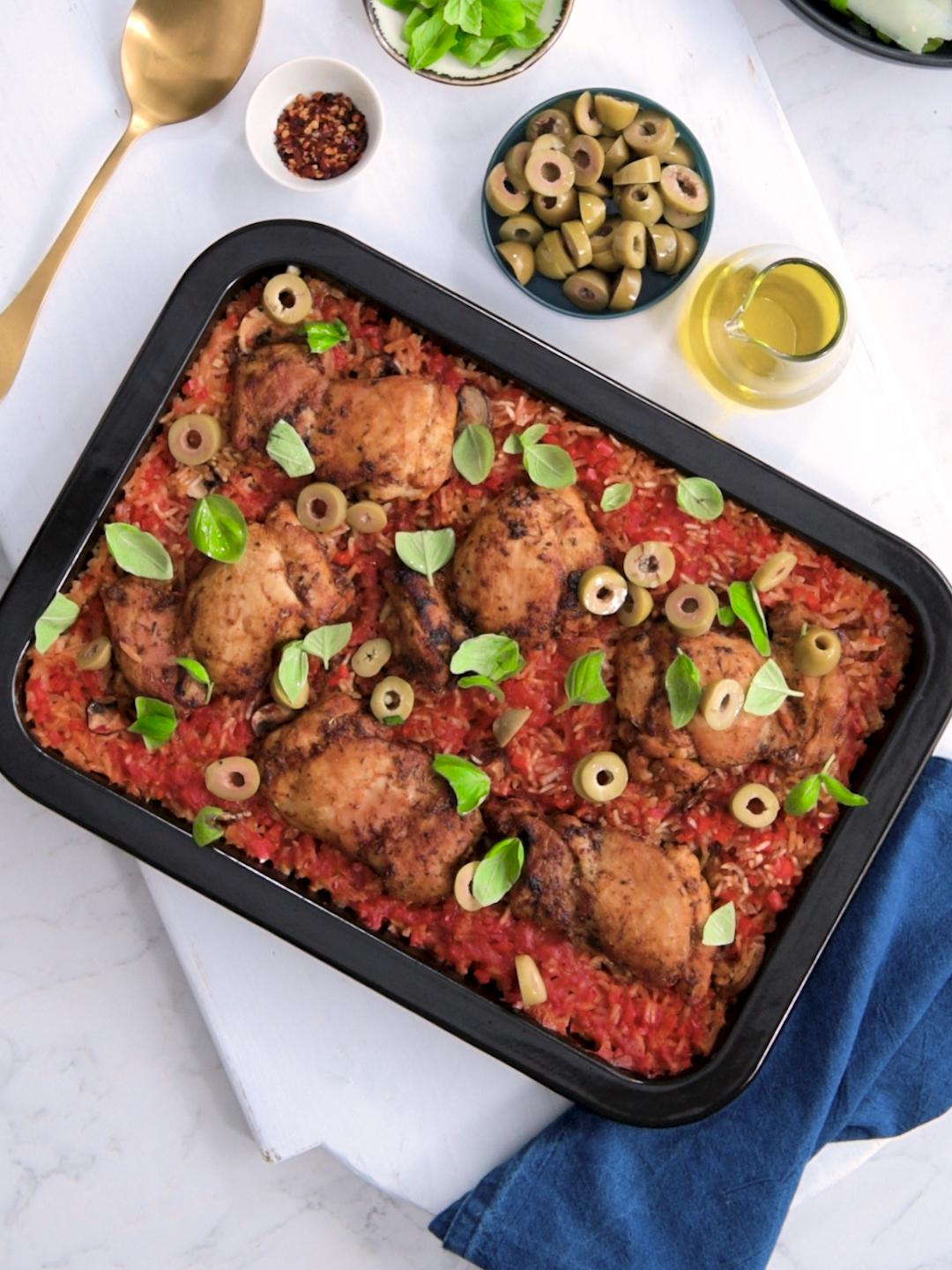 Chicken Cacciatore and Rice Sheet Pan