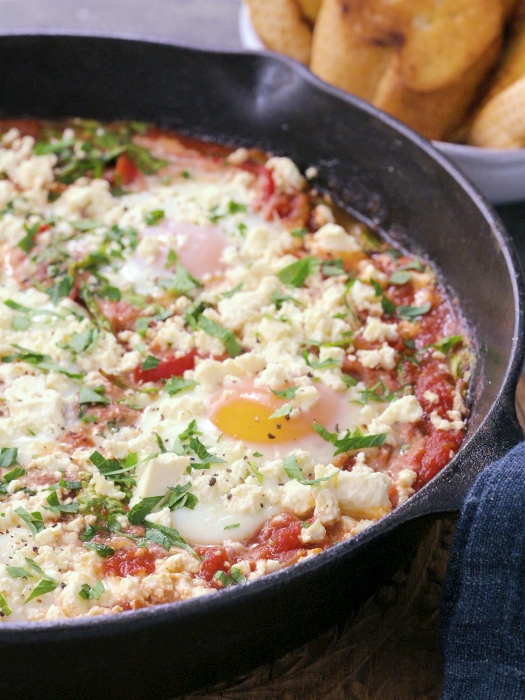 Traditional Shakshuka with Spinach and Feta