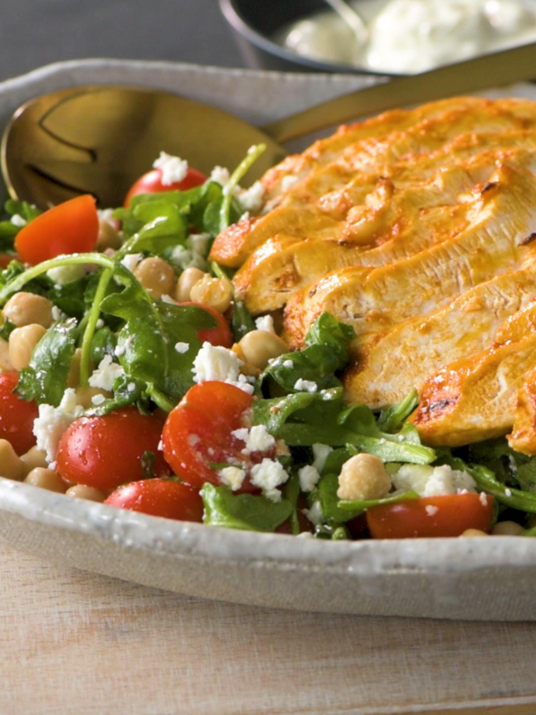 Grilled Harissa Chicken and Arugula Salad