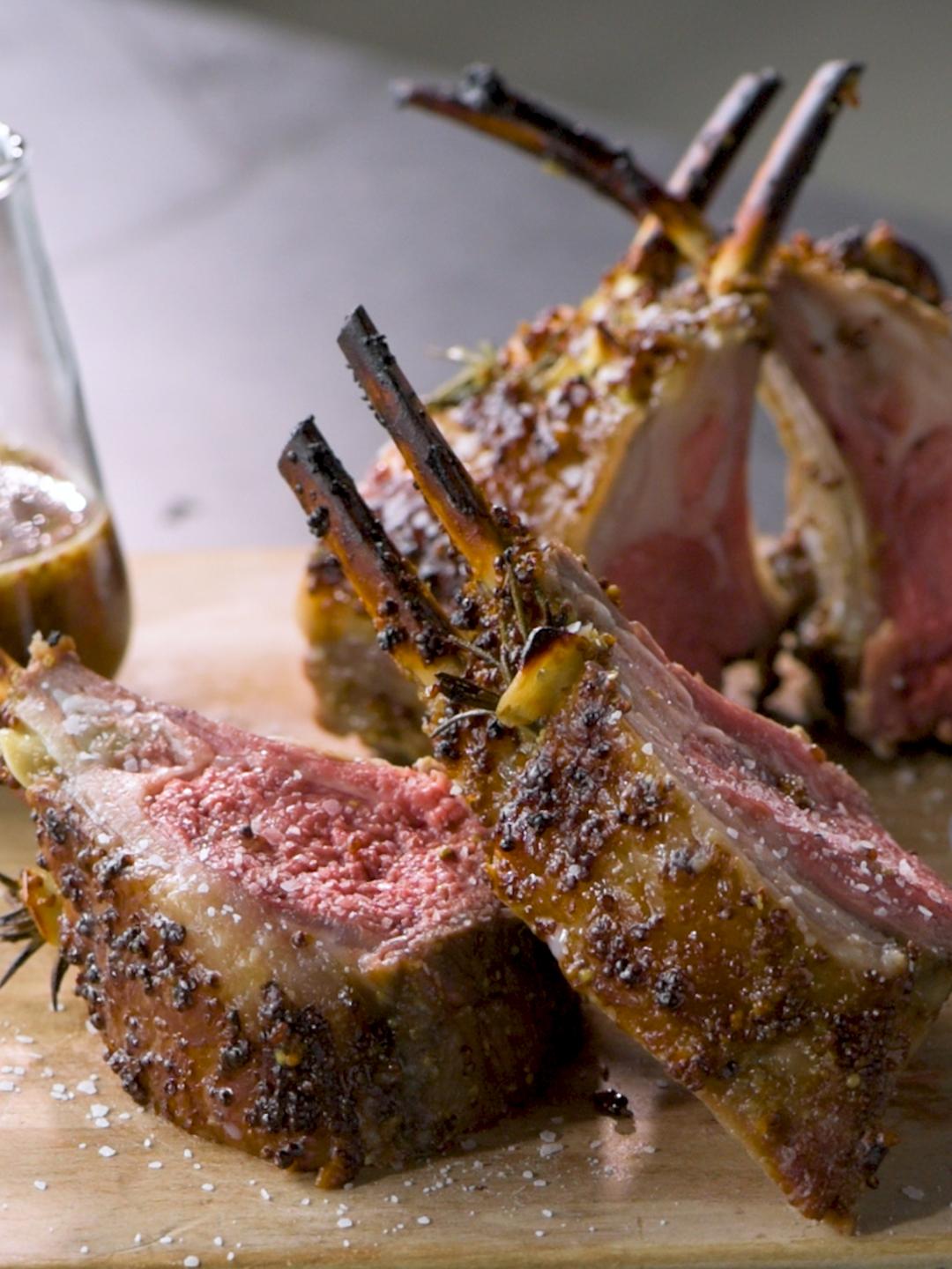 Roasted Rack of Lamb with Honey Mustard Glaze