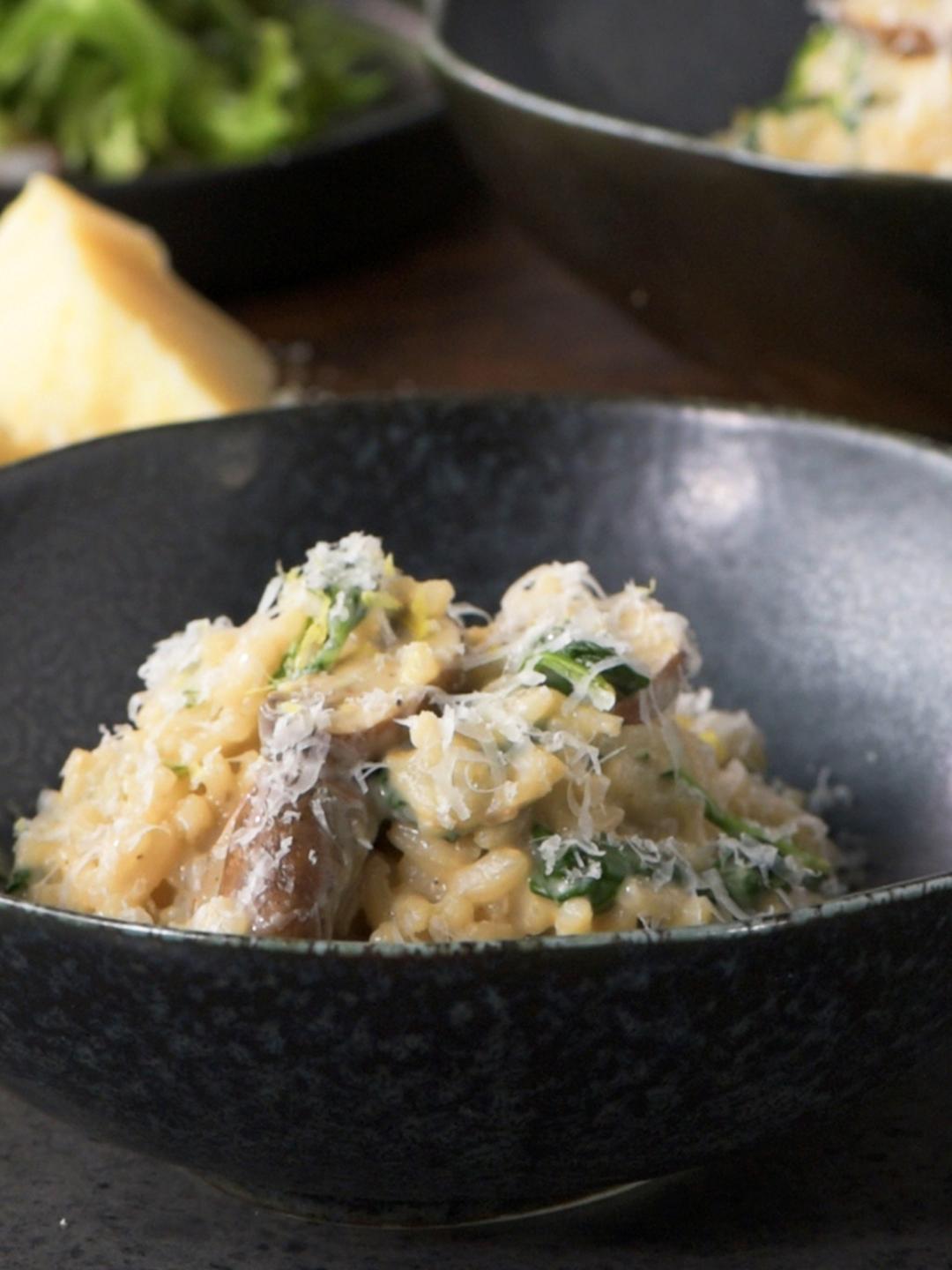 Baked Mushroom and Spinach Risotto