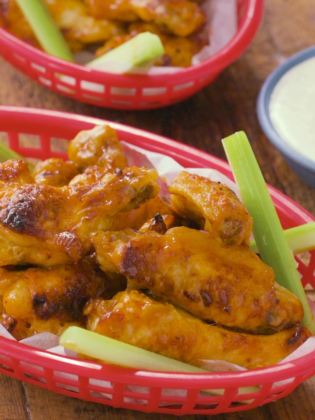 Air-Fried Buffalo Wings with Blue Cheese Sauce