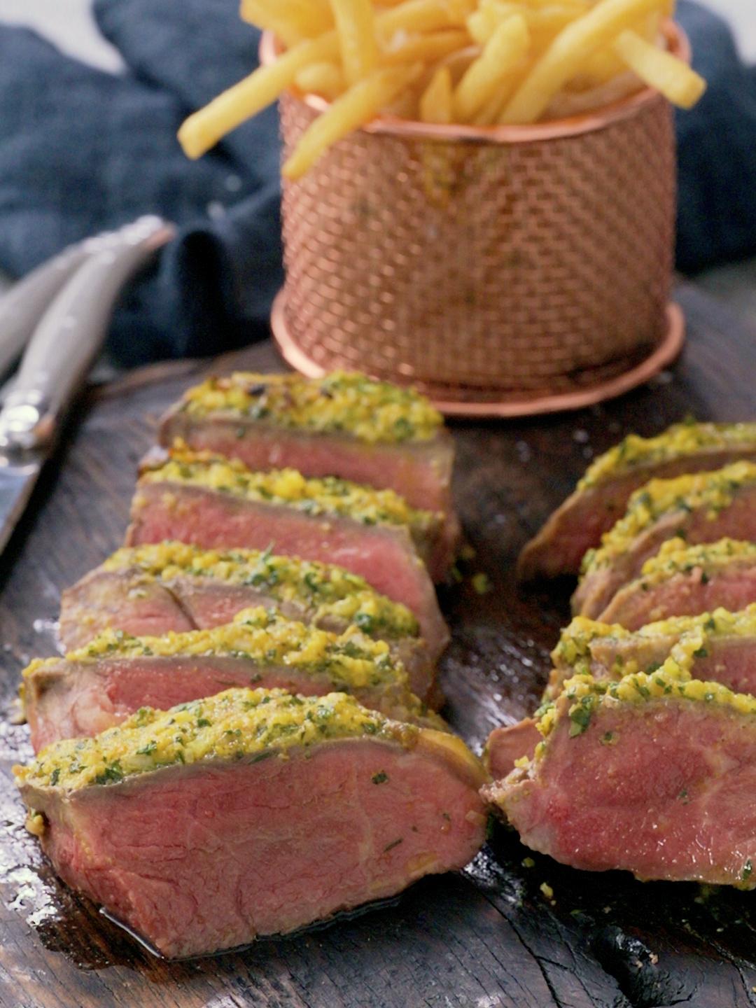 Grilled Steak with Garlic Parsley Butter