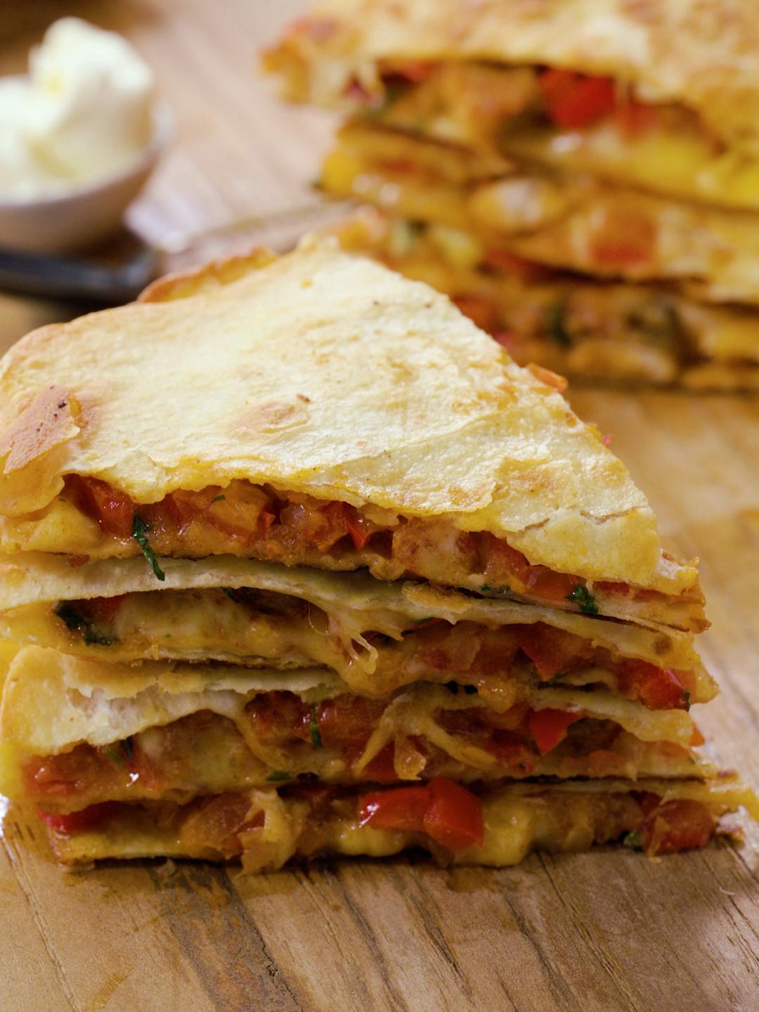 Air-Fried Chicken and Bell Pepper Quesadillas 