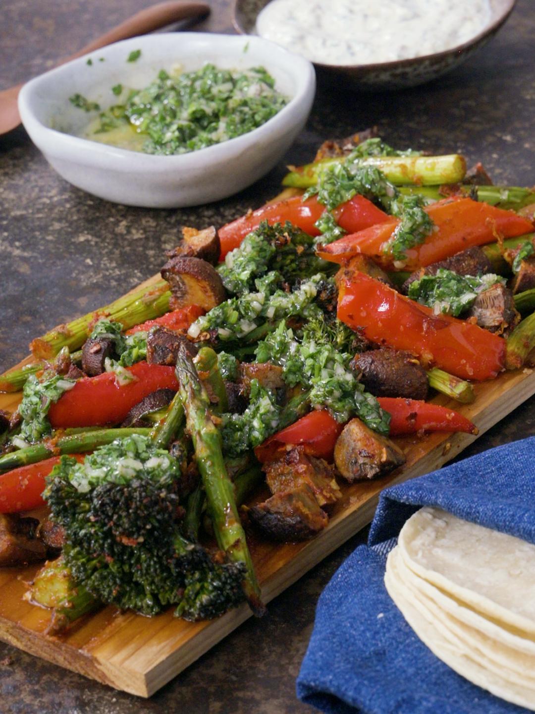 Air-Fried Cedar Plank Veggie Tacos