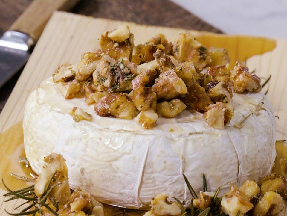 Cedar Plank Brie with Honeyed Walnuts