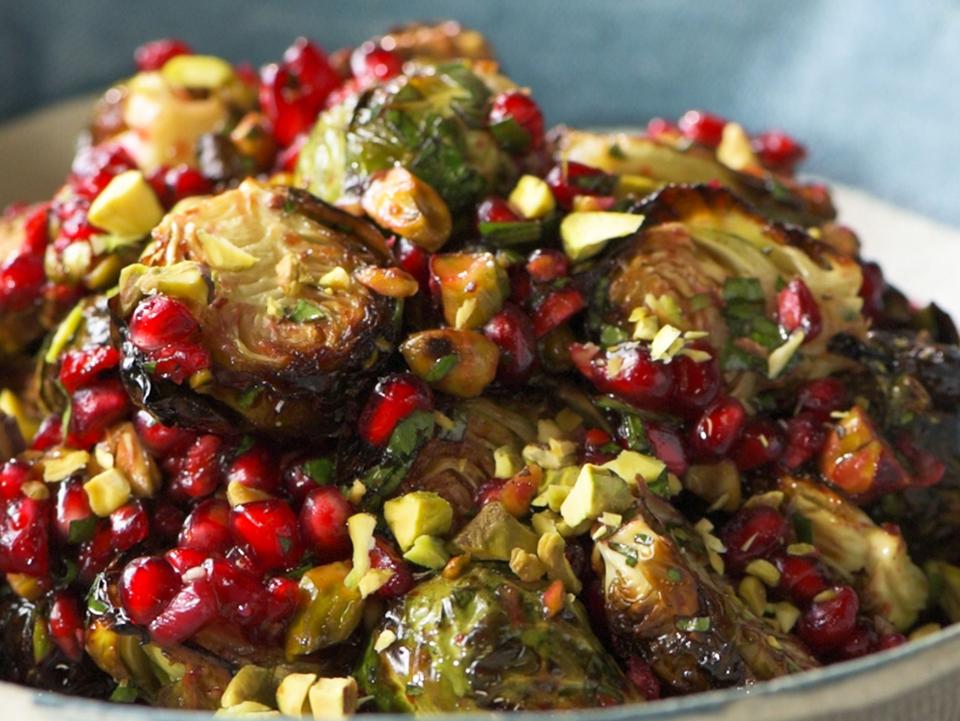 Air-Fried Brussels Sprouts with Pomegranate Dressing
