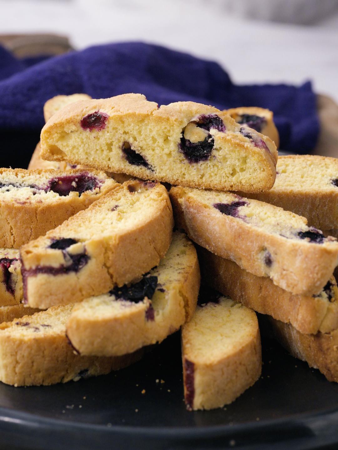 Air-Fried Blueberry and Almond Biscotti