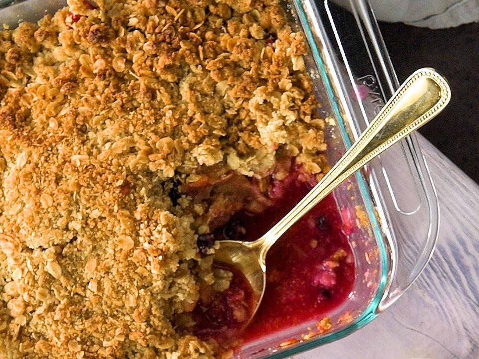 Classic Rhubarb and Berry Crumble