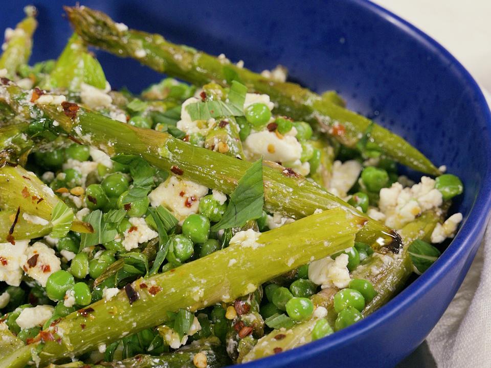 Recipes AirFried Asparagus and Peas with Feta and Mint Breville