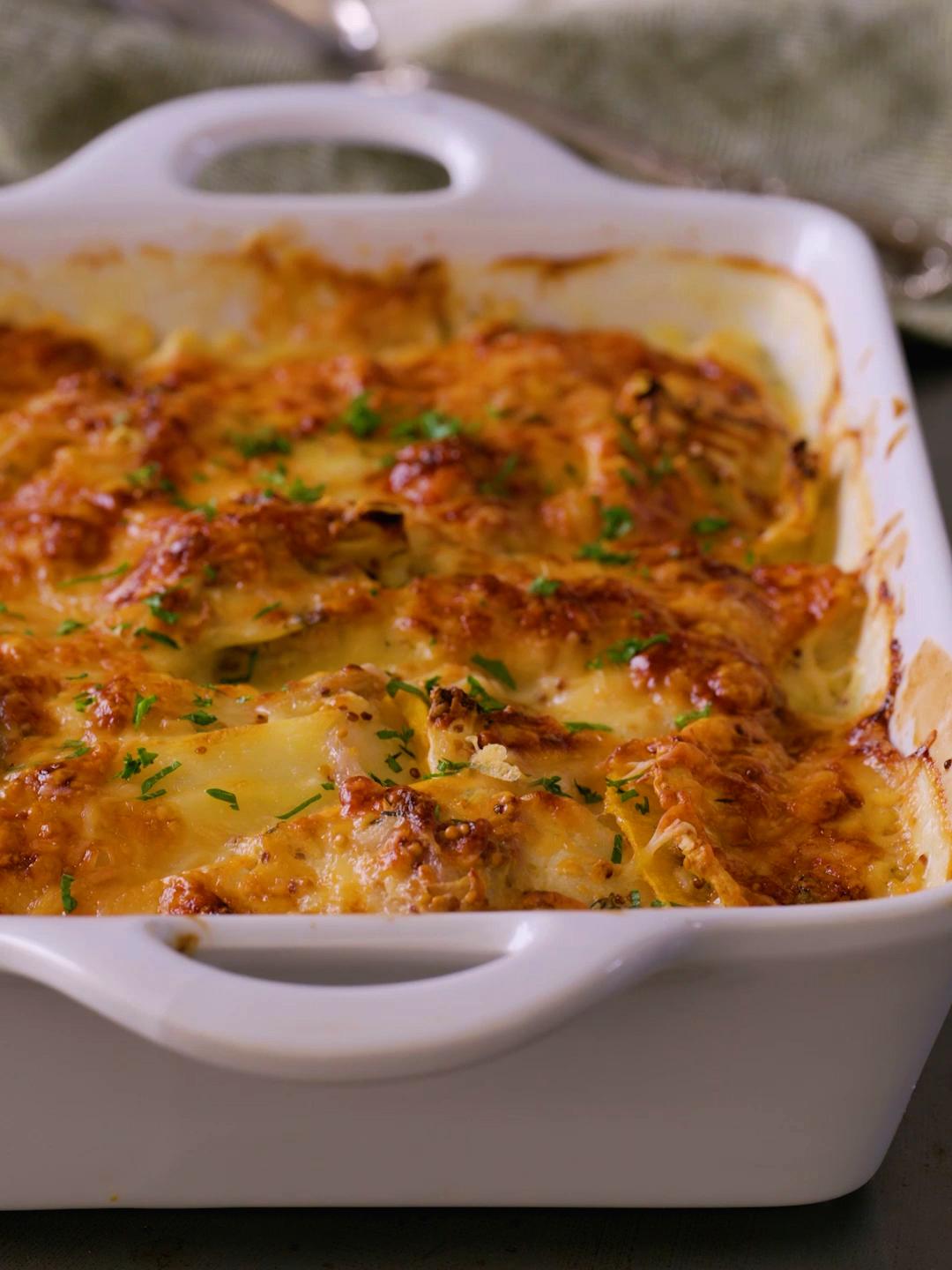 Root Vegetable and Whole Grain Mustard Gratin