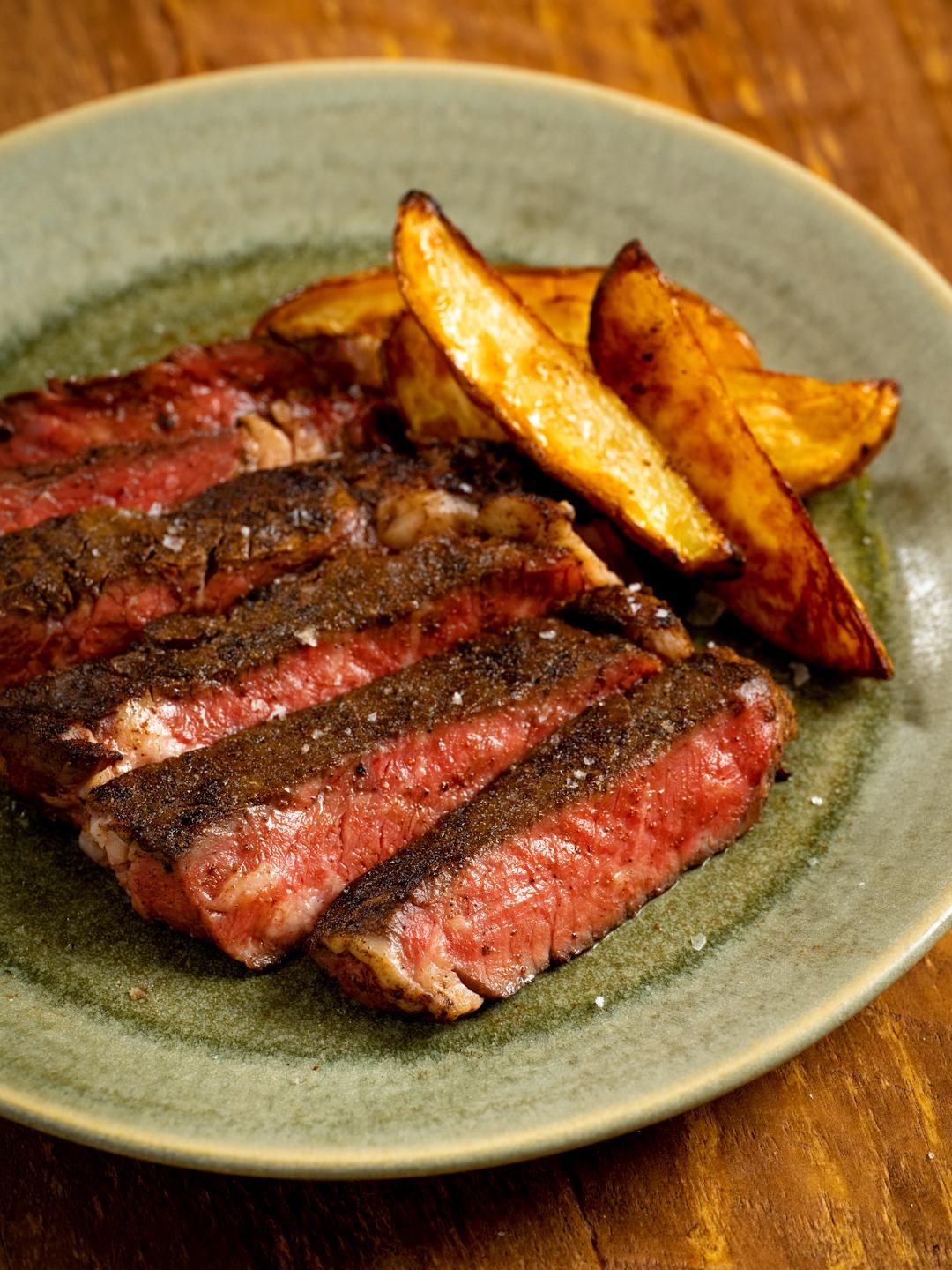 Ribeye with Coffee Rub and Potato Wedges