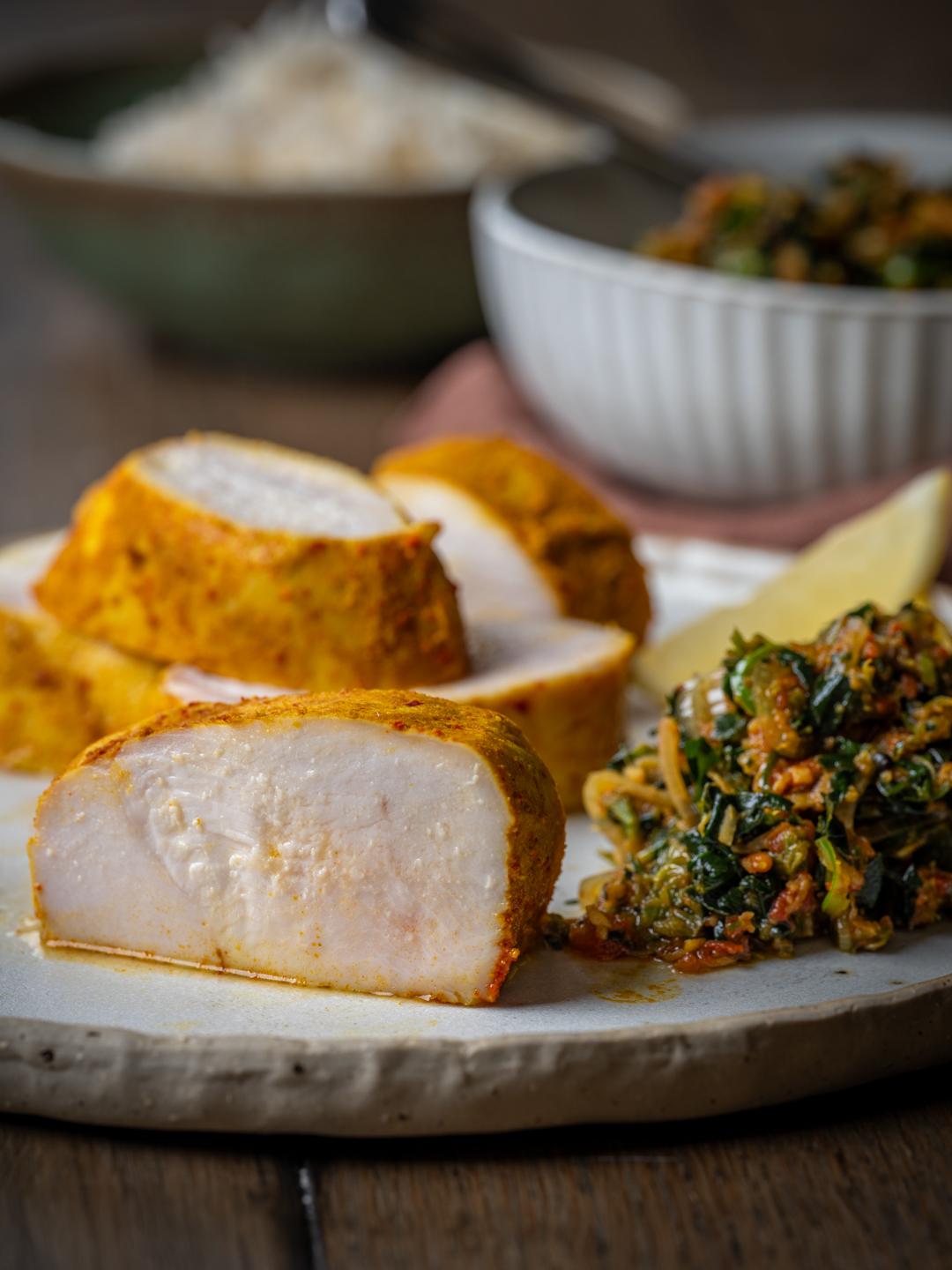 Turbo Chicken Breast with Sri Lankan-Style Spinach