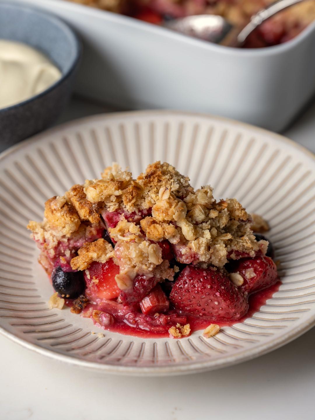 Classic Rhubarb and Berry Crumble