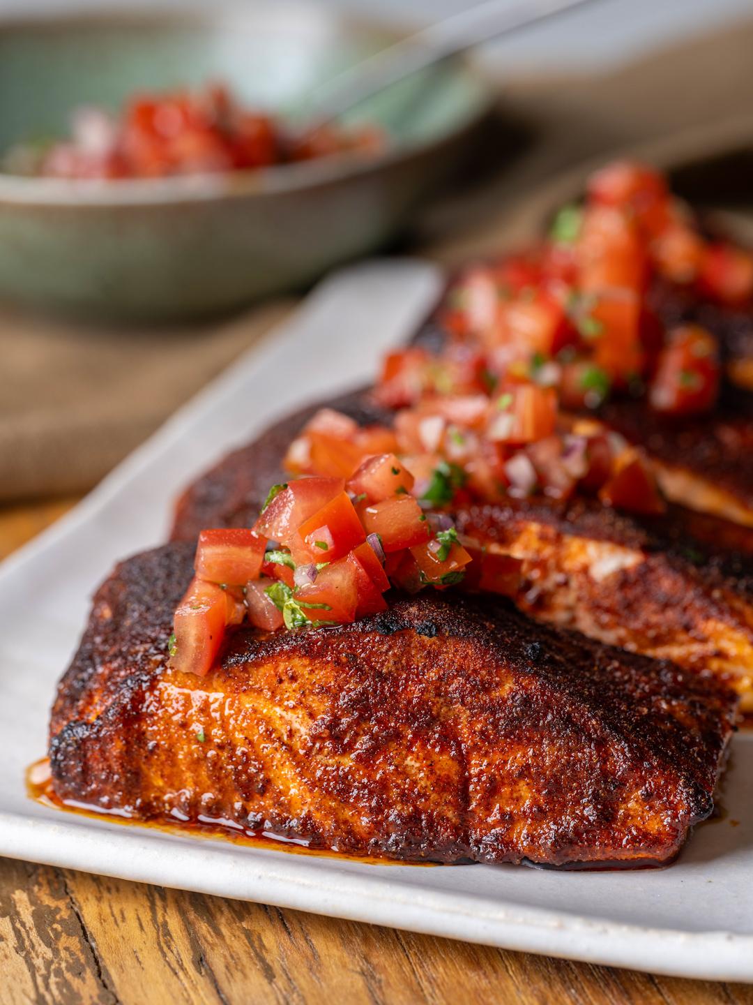 Air-Fried Cajun Salmon with Tomato Salsa