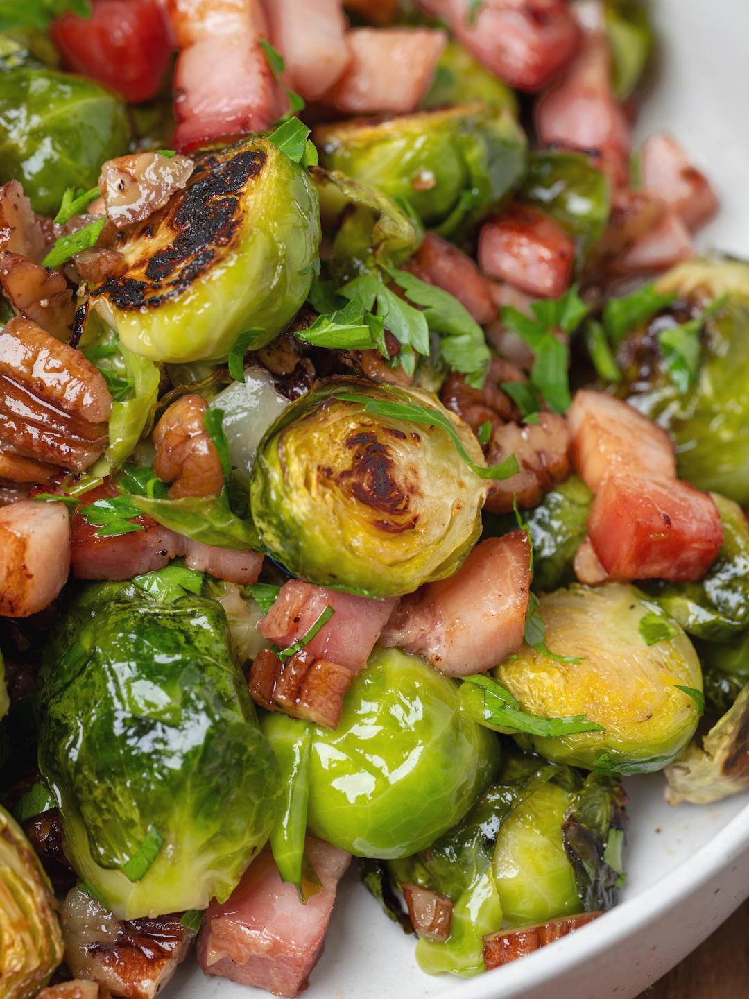 Air-Fried Brussels Sprouts with Pancetta and Maple