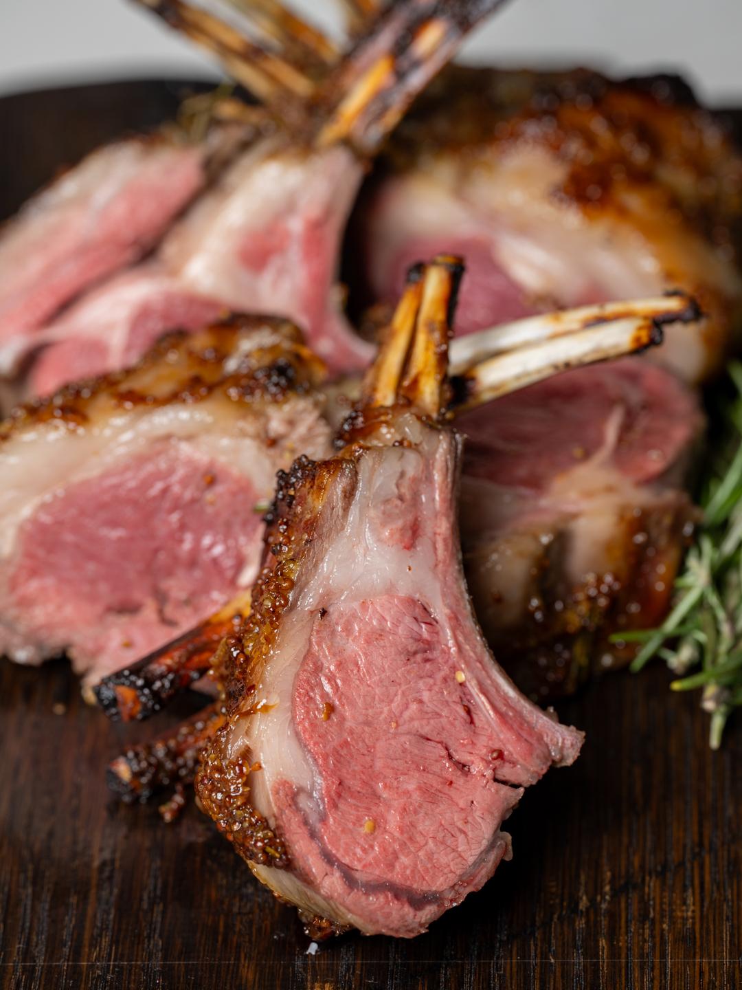 Roasted Rack of Lamb with Honey Mustard Glaze