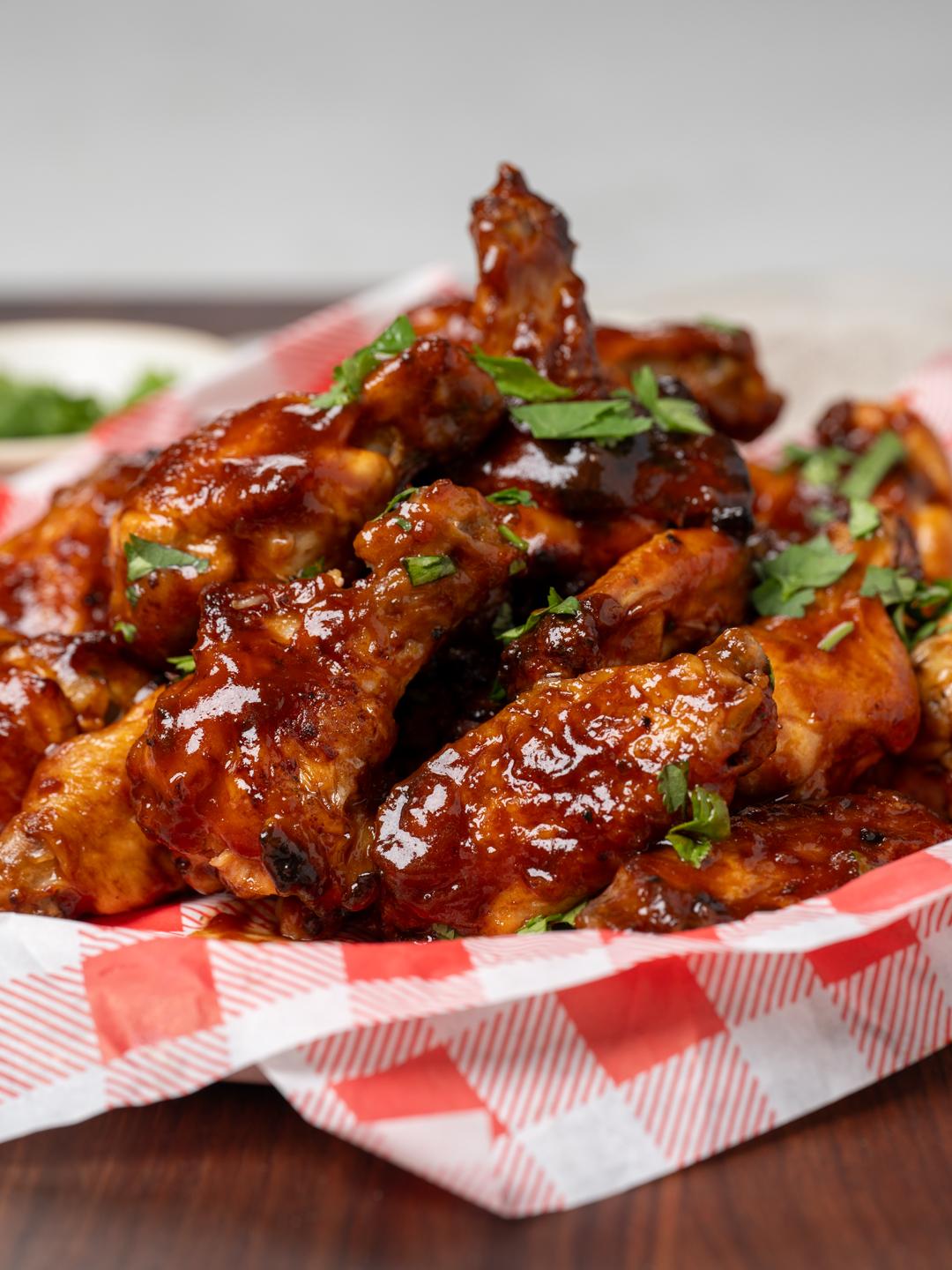 Air-Fried Chicken Wings with Chipotle Barbecue Sauce