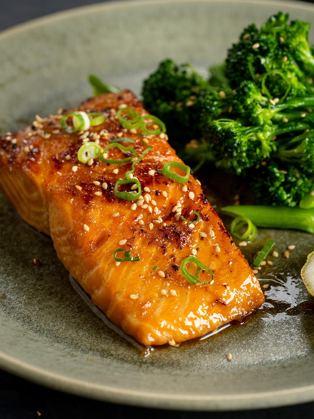 Turbo Farmed Atlantic Salmon Teriyaki with Sesame Broccolini 