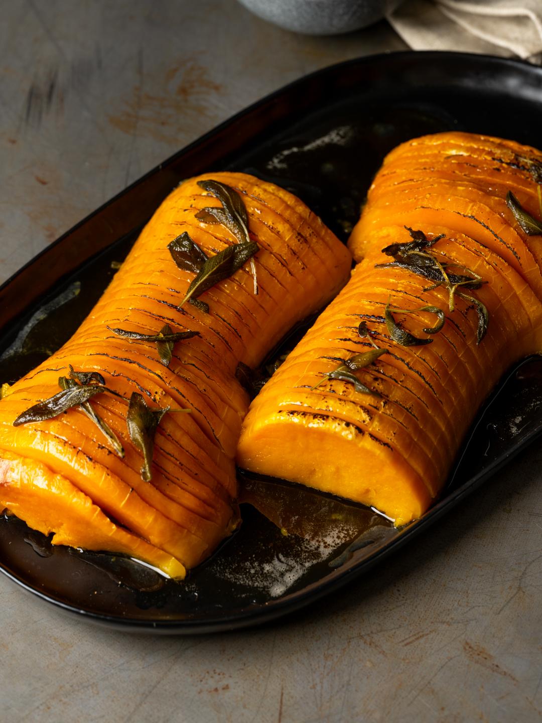 Roasted Hasselback Butternut Squash