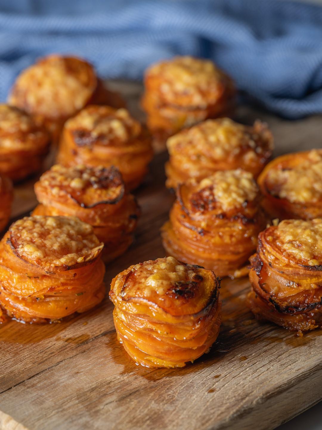 Air-Fried Parmesan Sweet Potato Stacks 