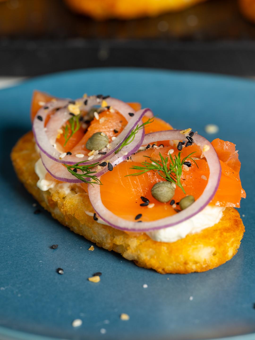 Air-Fried Lox Loaded Hash Browns 