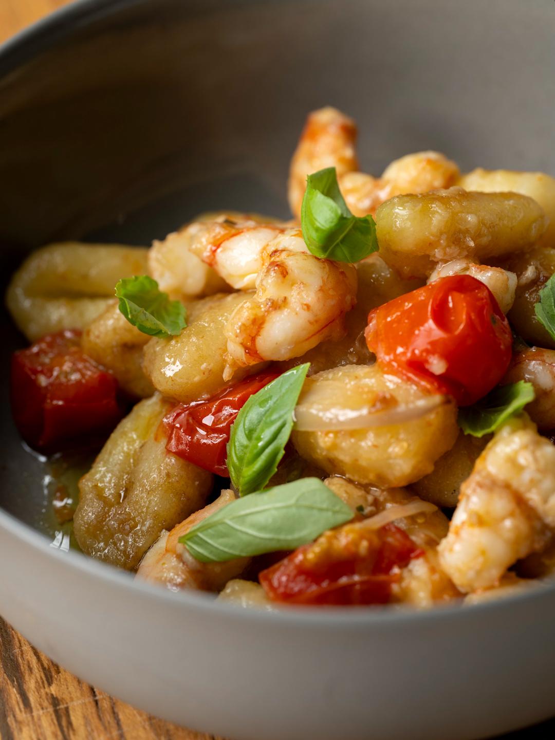 Gnocchi Napoletana with Shrimp en Papillote