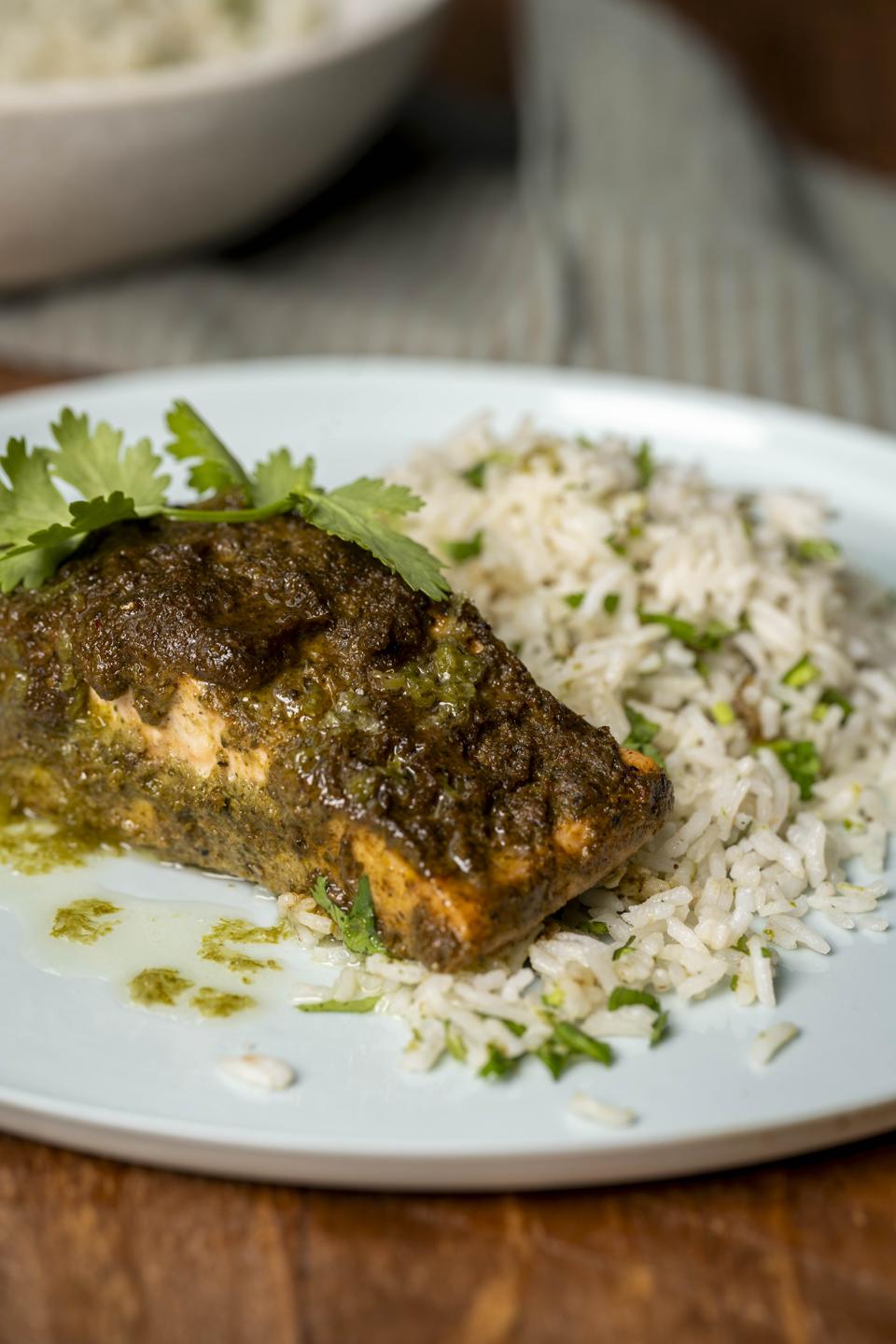 Jerk Salmon with Coconut Rice en Papillote 