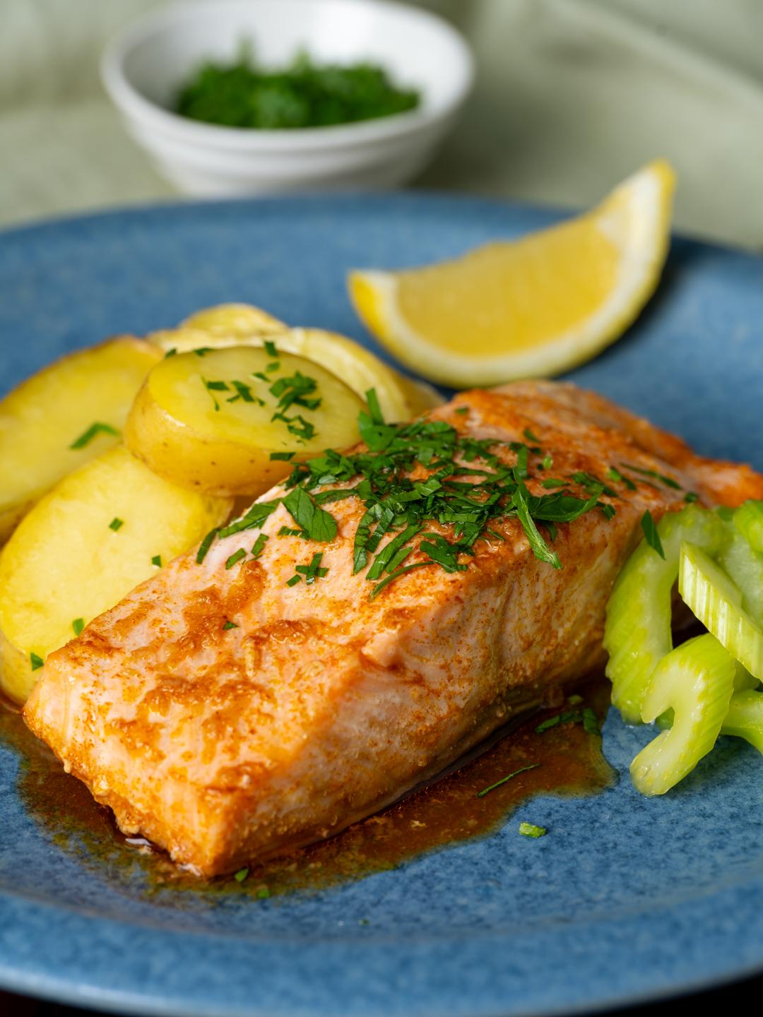 Galician-Style Salmon en Papillote with Quick Pickled Celery
