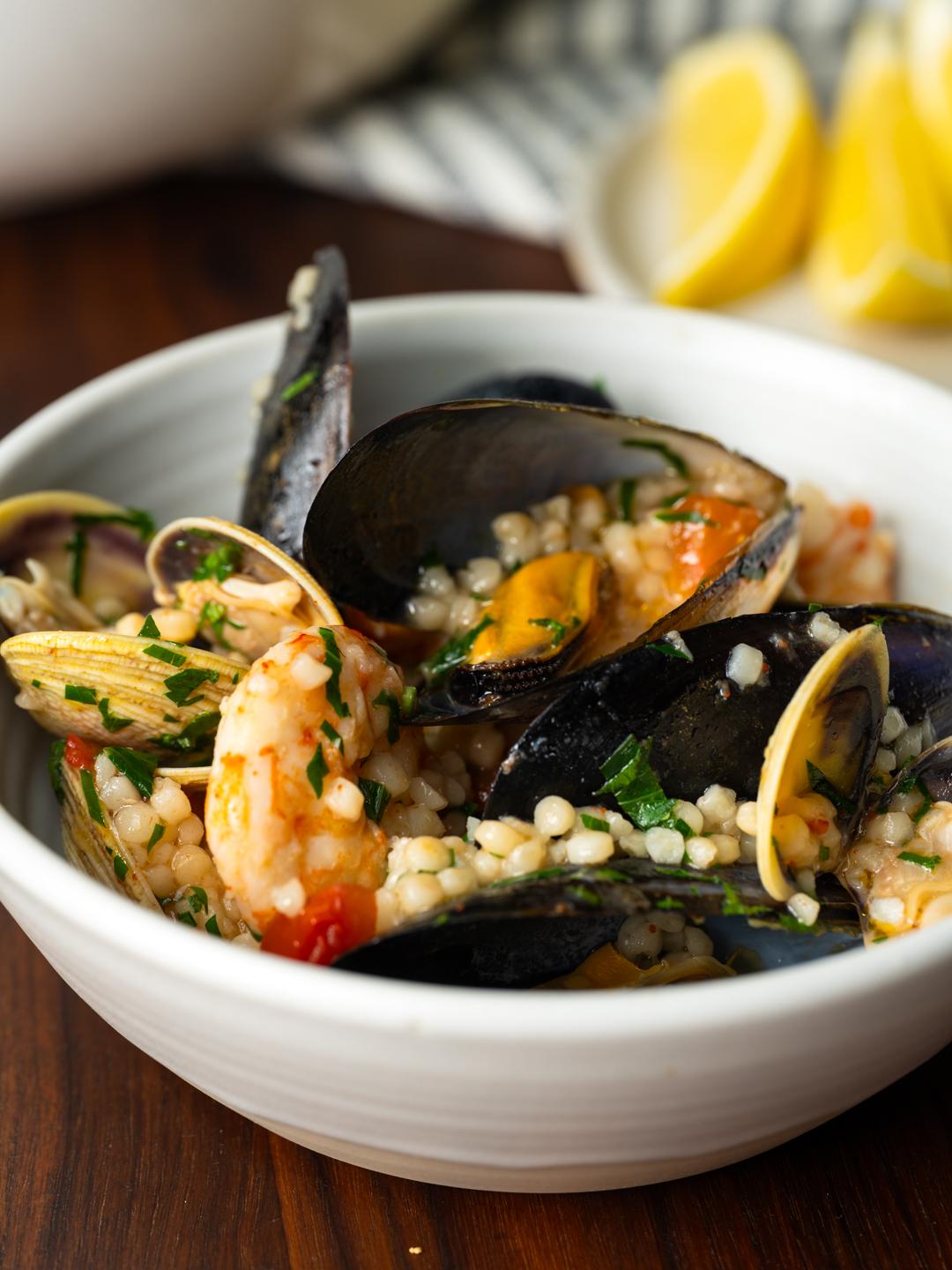 Seafood Pearl Couscous en Papillote 