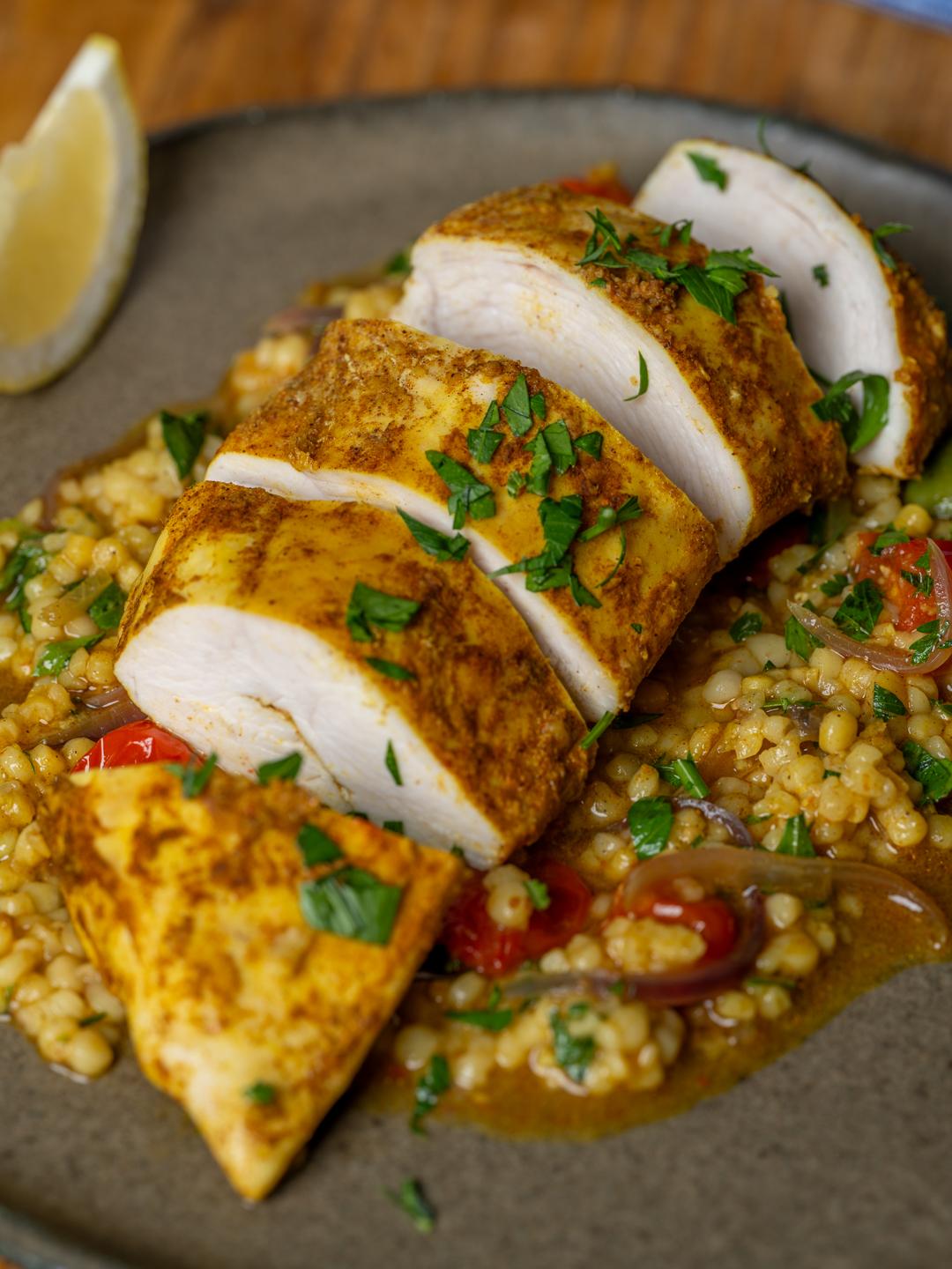 Moroccan-Style Chicken and Pearl Couscous en Papillote 
