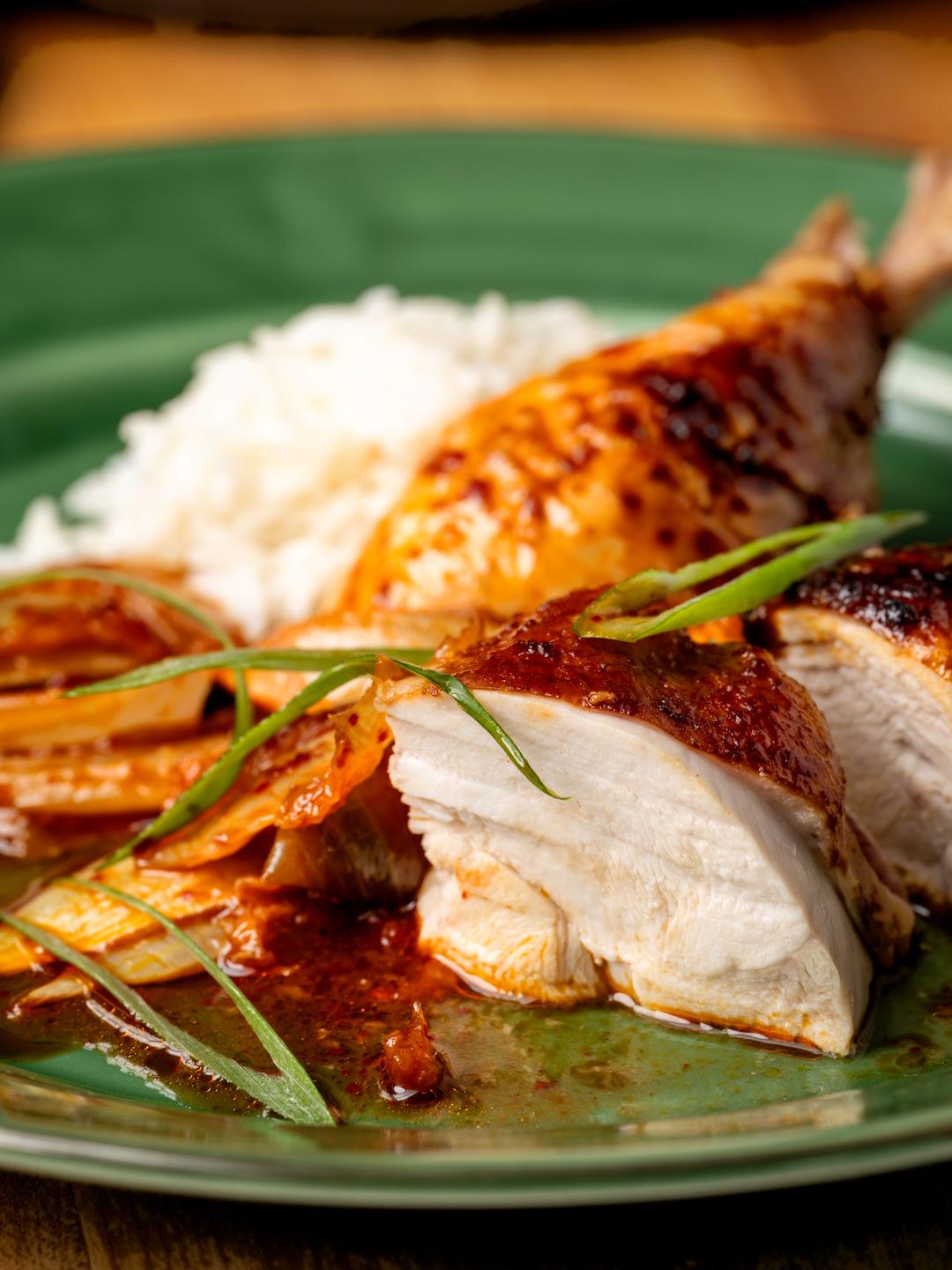 Air-Fried Spatchcocked Gochujang Chicken 