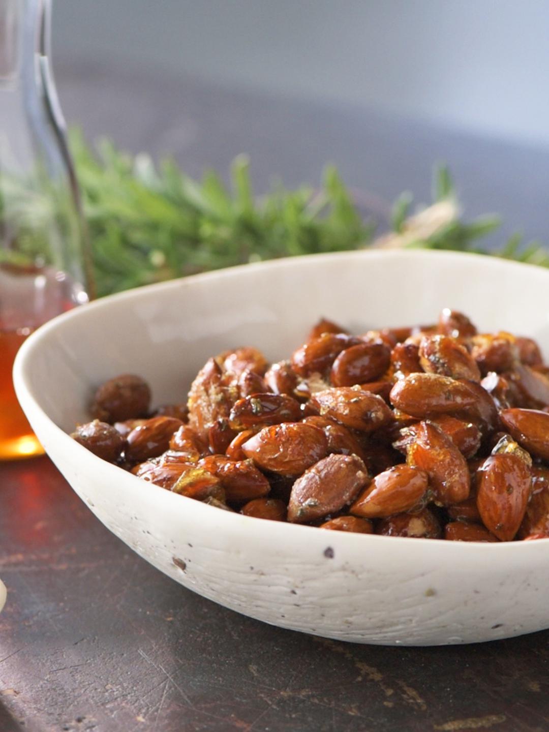 Honey and Rosemary Glazed Activated Almonds