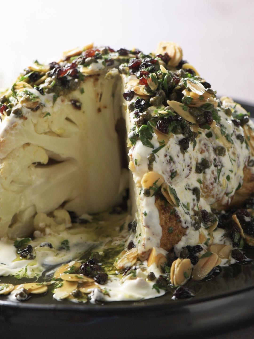  Air-Fried Whole Cauliflower with Yogurt and Almonds