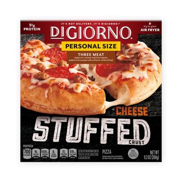 frozen personal size pizza, stuffed crust three meat icon